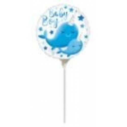 GLOBO 9" PALO FOIL BALLENA UNICORNIO BOY