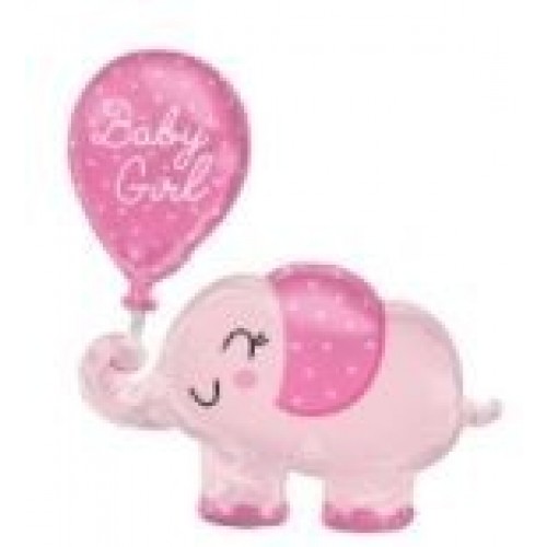 GLOBO 31" FOIL FORMA ELEFANTE ROSA BABY