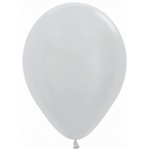   50 GLOBOS R12" LATEX SATIN PLATA