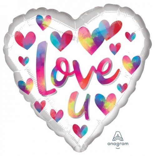 "GLOBO 18" FOIL CORAZON LOVE U MULTICOLO