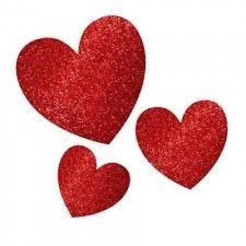 $E KIT 20PZ SILUETAS CORAZON GLIT ROJO
