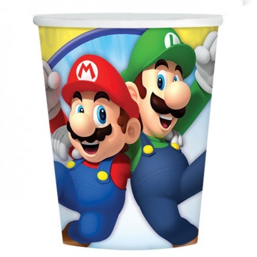   8 VASOS CARTON SUPER MARIO 250ML