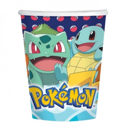  8 VASOS CARTON POKEMON 266ML