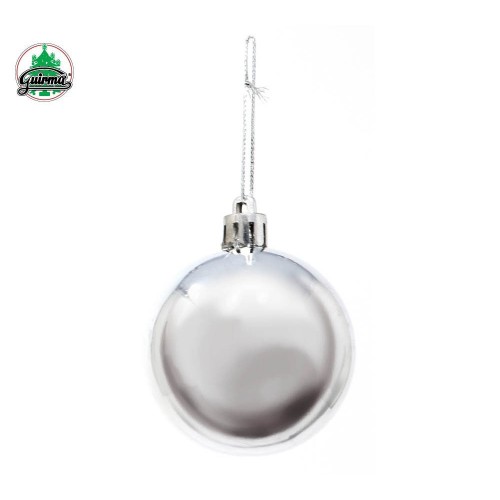 "CAJA 4 BOLAS PLATA 8CM