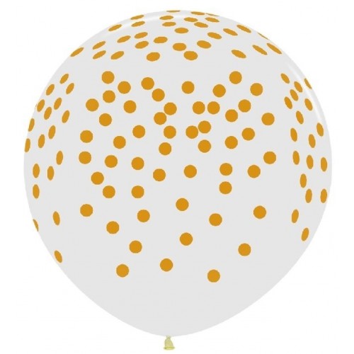 "GLOBO JUMBO R36 BLANCO CONFETI ORO