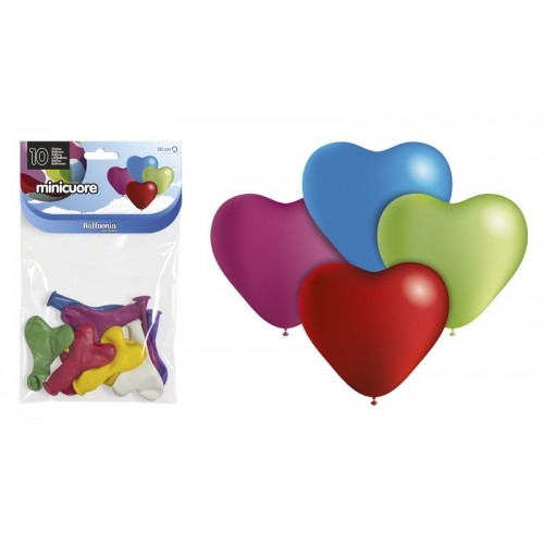 10 GLOBOS HG3023 MINI CORAZONES COLORES