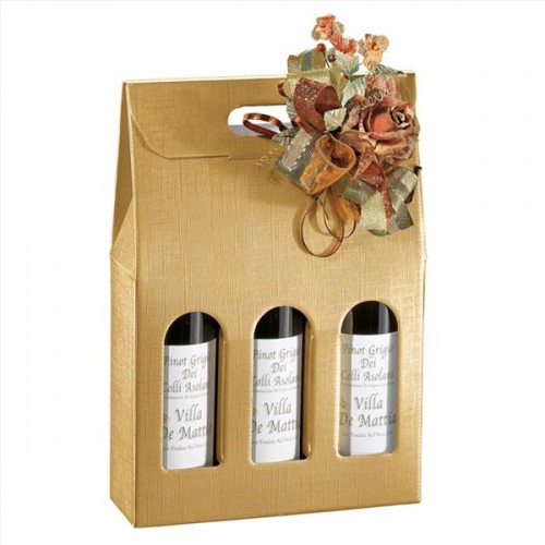   CAJA 3 BOTELLAS ORO 27X9X34CM