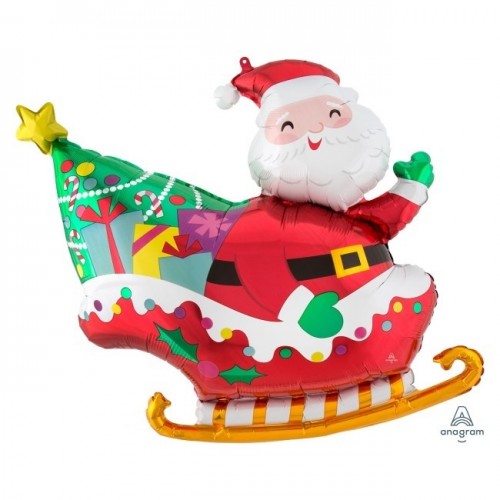 GLOBO 30" FOIL FORMA TRINEO PAPA NOEL