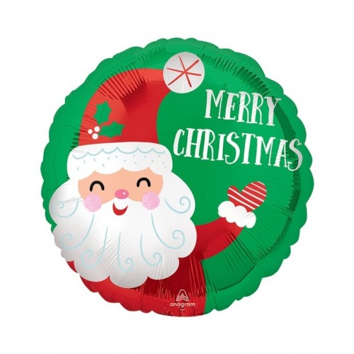 GLOBO 18" FOIL REDONDO PAPA NOEL MERRY X