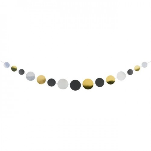 GUIRNALDA CIRCULOS ORO PLATA NEGRO 1.70M