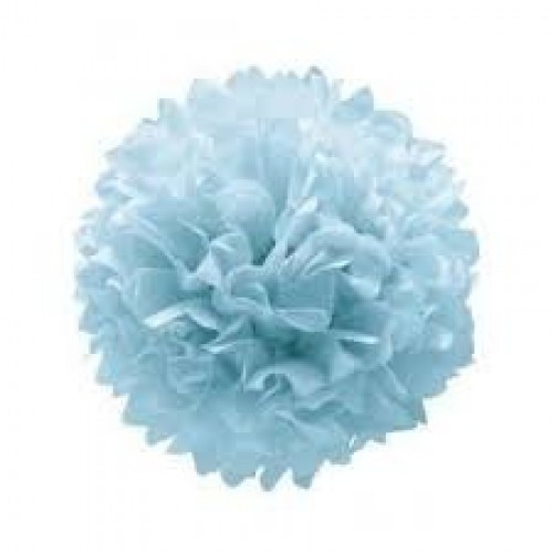   3 POMPONES PAPEL AZUL CELESTE 25CM