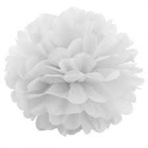  3 POMPONES PAPEL BLANCO 25CM
