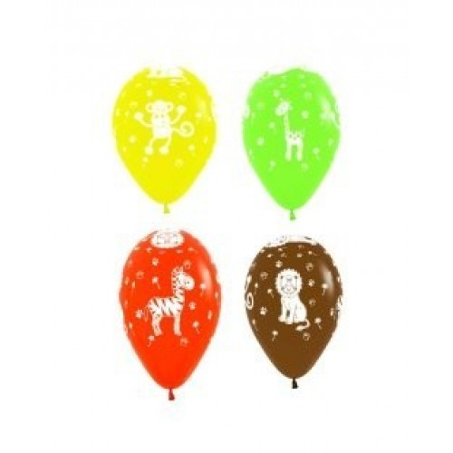 10 GLOBOS R12" LATEX ANIMALES SELVA COL