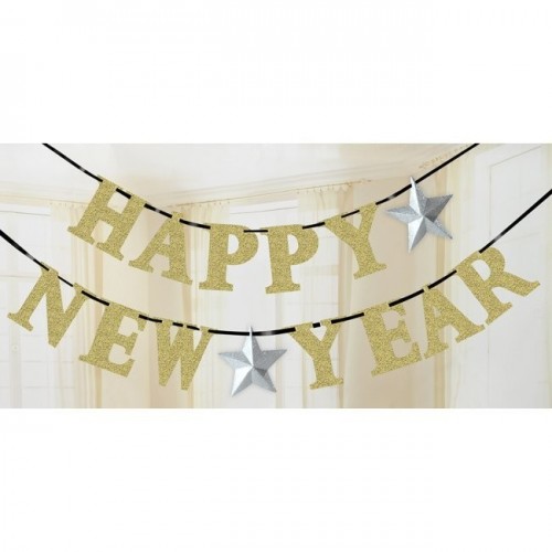 HAPPY NEW YEAR GLITTER ORO 3,6M