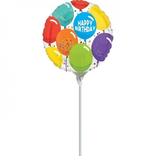GLOBO 9" PALO HAPPY BIRTHDAY GLOBO COLOR