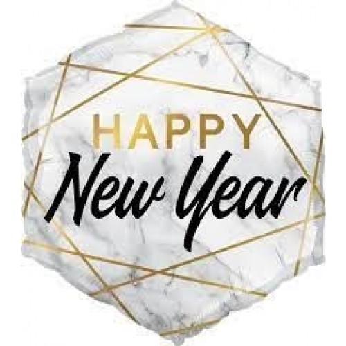 GLOBO 20" FOIL FORMA MARMOL NEW YEAR