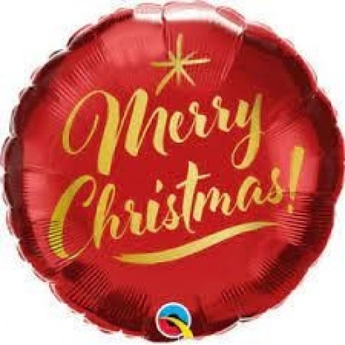 GLOBO 9" PALO FOIL REDONDO ROJO CHRISTMA