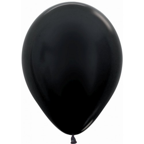   50 GLOBOS R12" LATEX METAL NEGRO