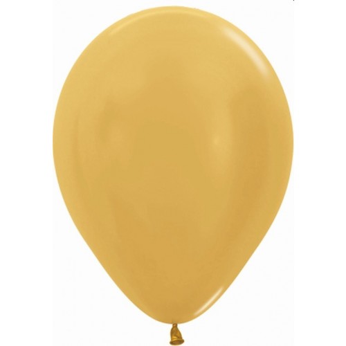   50 GLOBOS R12" LATEX METAL ORO