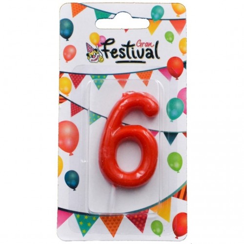   VELA N6 ROJA 6CM