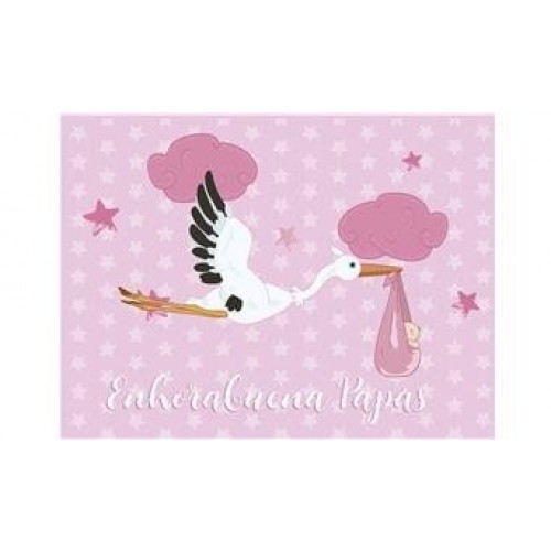 MINI TARJETA ROSA ENHORABUENA PAPAS (434