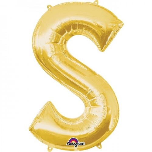 $ E   GLOBO 34" FOIL LETRA S MET ORO