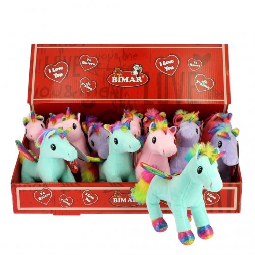 PELUCHE UNICORNIO COL SURTI 17X19CM