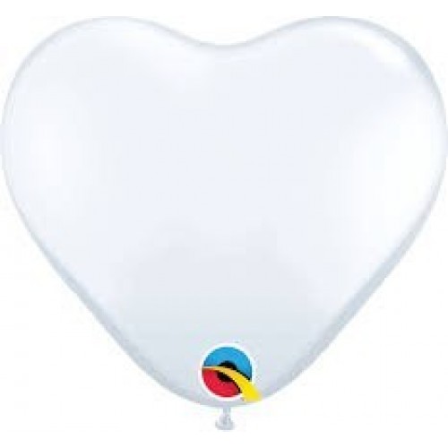   100 GLOBOS 11" LATEX CORAZON BLANCO