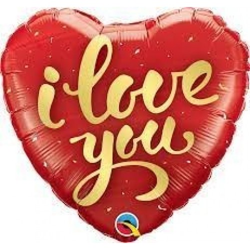 GLOBO 18" FOIL FORMA CORAZON I LOVE ORO