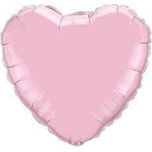 GLOBO 4" PALO FOIL CORAZON ROSA PERLADO