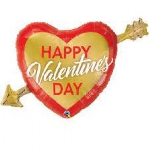 GLOBO 39" FOIL FORMA CORAZON C/FLECHA OR