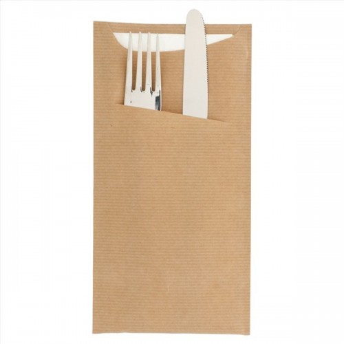 100 BOLSA CUBIERTO SERV. KRAFT 11X22CM