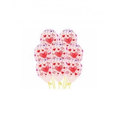12 GLOBOS 12" LATEX PREM CRISTAL CORAZON