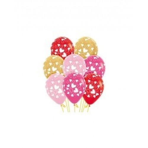 12 GLOBOS R12" LATEX  CORAZON COL SURT
