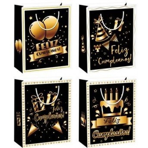 BOLSA NEGRA CUMPLEAÑOS MOD SURT 32X26X10