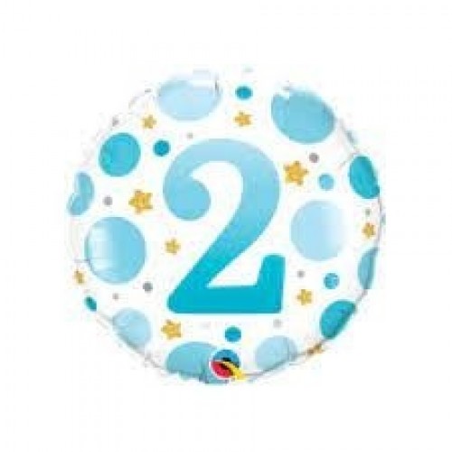 GLOBO 18" FOIL RND N2 PUNTOS AZUL