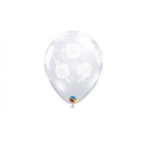 25 GLOBOS 11" LATEX TRANSPARENTE ROSAS
