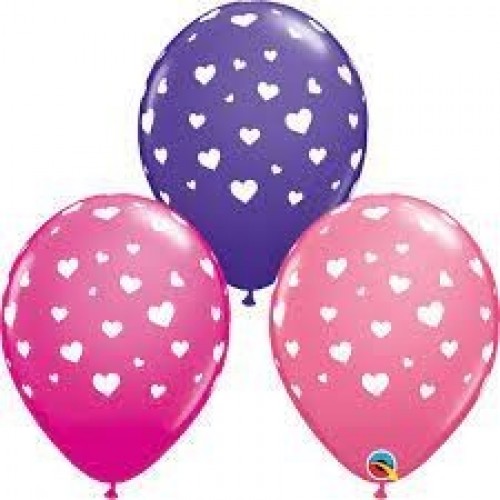 25 GLOBOS 11" LATEX CORAZON COL SURT