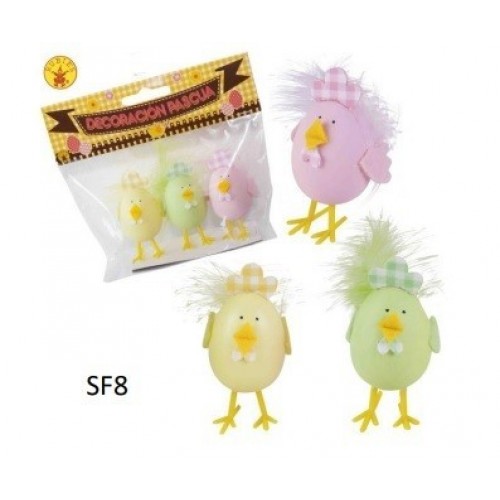 BOLSA 3 HUEVOS POLLITOS 6CM