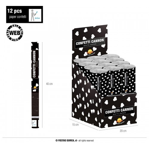 CAÑON CORAZONES BLANCOS PAPEL40CM
