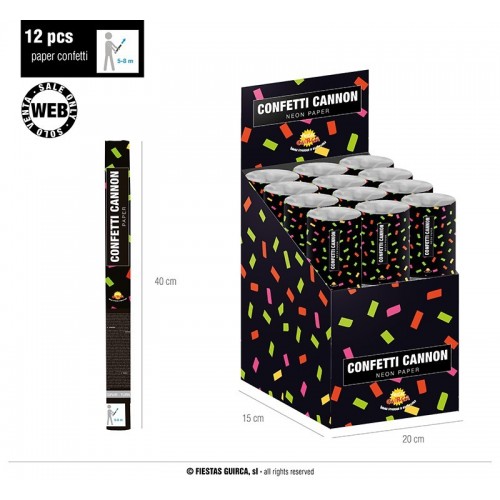 CAÑON CONFETI PAPEL NEON 40CM