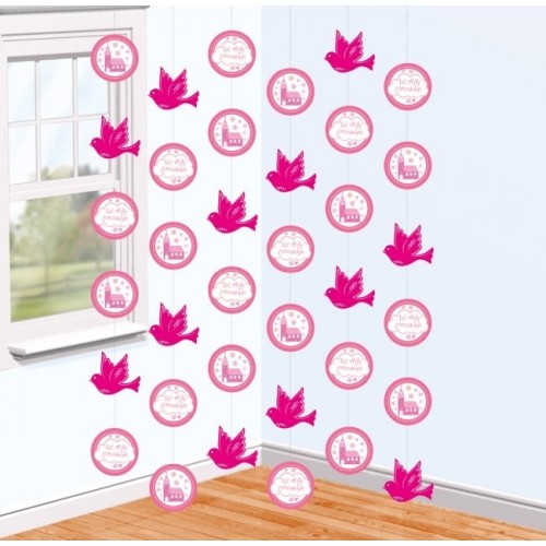  6 TIRAS DECO COMUNION ROSA 2MT