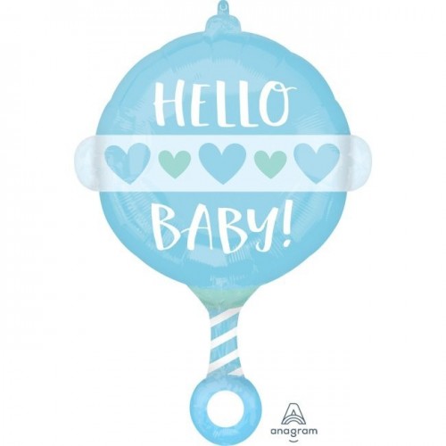 GLOBO 24" FOIL FORMA SONAJERO CELESTE