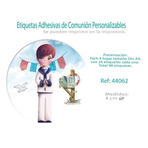 96 ETIQUETAS ADHESIVAS RD COMUNION NIÑO