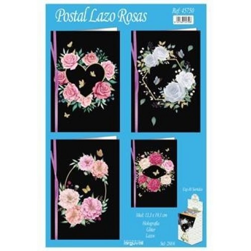 TARJETA NEGRAS LAZO ROSAS  