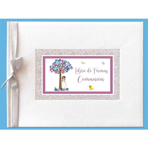 LIBRO FIRMAS COMUNION NIÑA ARBOL  