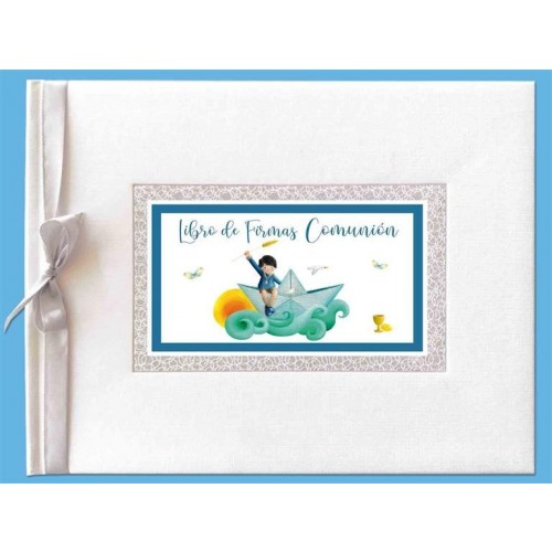 LIBRO FIRMAS COMUNION NIÑO BARCO  