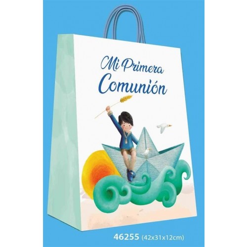 BOLSA COMUNION NIÑO BARCO 42X31X12CM