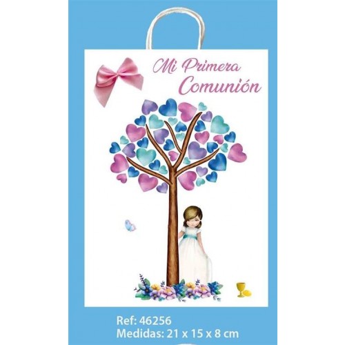 BOLSA LAZO COMUNION NIÑA ARBOL 21X15X8CM