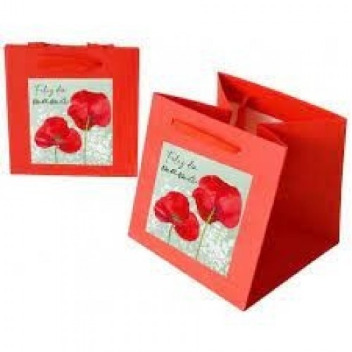 BOLSA ROJA FELIZ DIA MAMA 20CM  